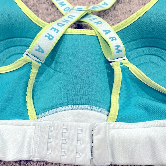 UNDER ARMOUR Women’s Crossback Low Sports Bra Turquoise Lime Green MOLDED XS - Picture 6 of 12